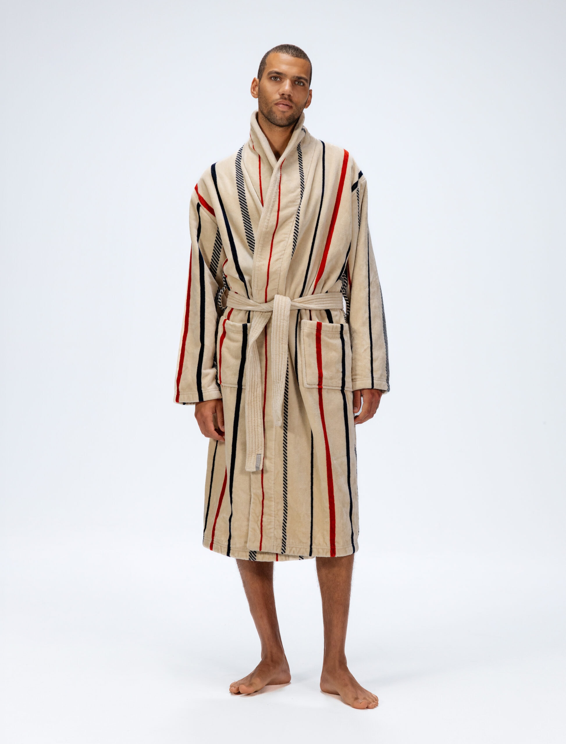 Men\'s bathrobe Koster Offwhite/Navy/Rust